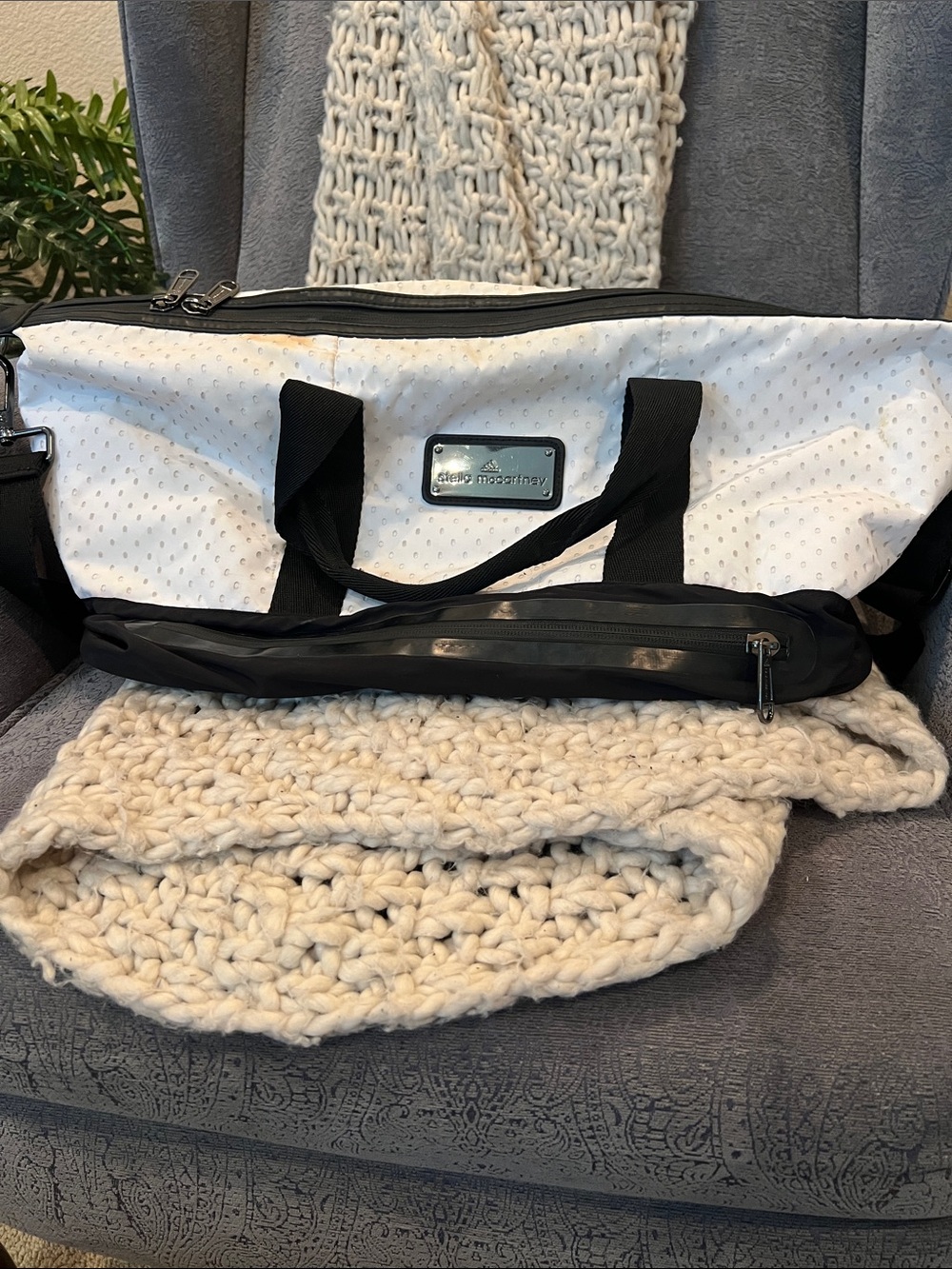 Stella McCartney White and Black Travel Duffel